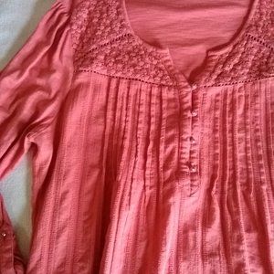 Summery Coral-Pink Top (Coral, not Pink) Long Sleeve